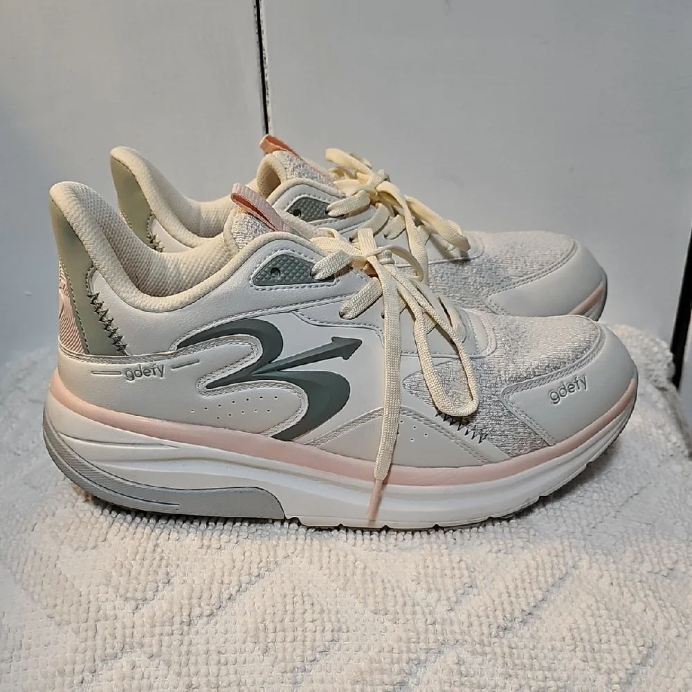 Gdefy Women's Comfort Sneakers in Cream and Gray - Picture 1 of 5